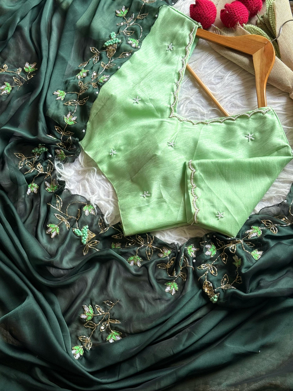Precious Vintage Green Saree