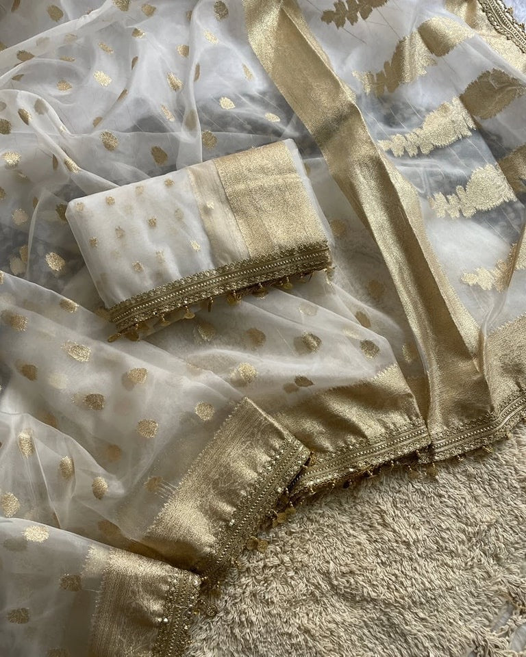 Maharani Ivory Banarasi Saree