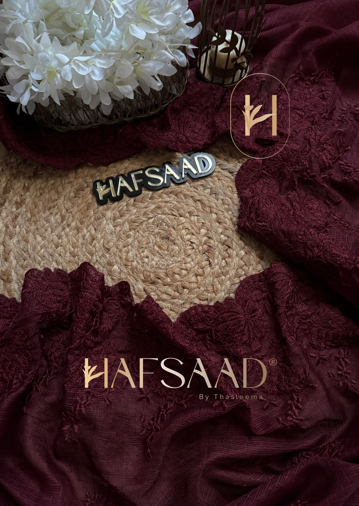 Celestia- Embroidered saree (Burgundy)