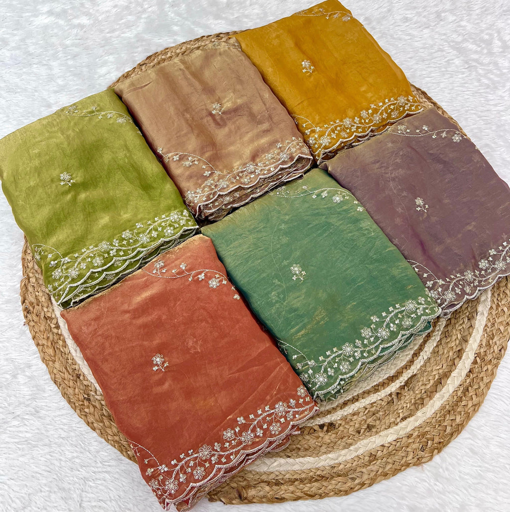 Manjari Tissue Silk Mustard Saree