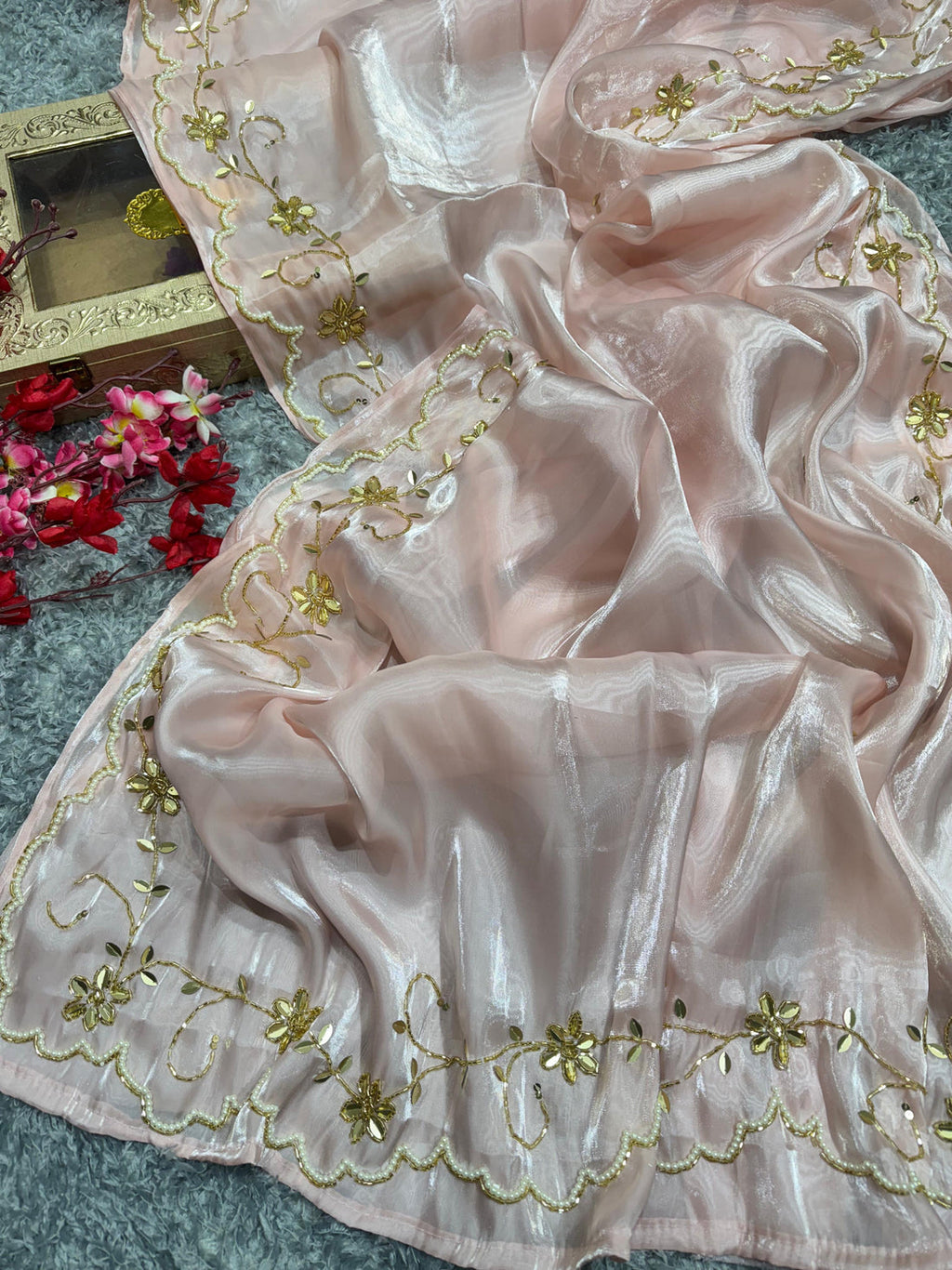 Aurelia Pink Embellished Saree