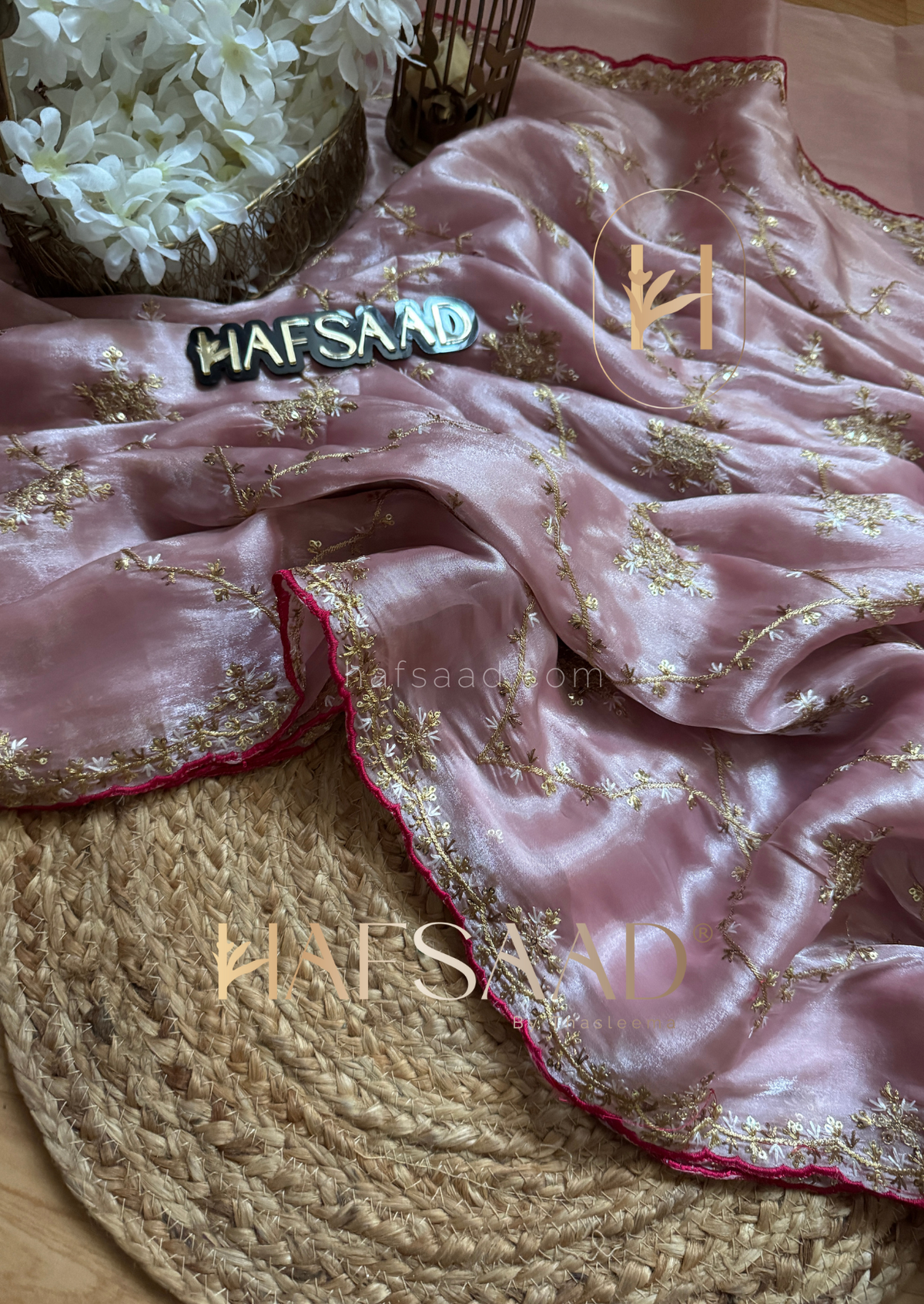 Gulabi- Satin organza saree(Pink)