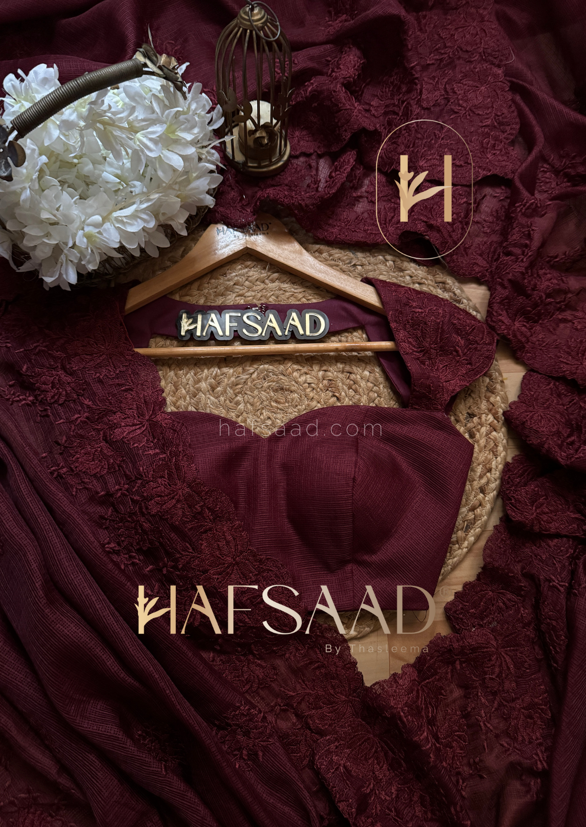 Celestia- Embroidered saree (Burgundy)