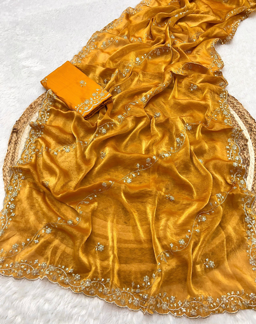 Manjari Tissue Silk Mustard Saree