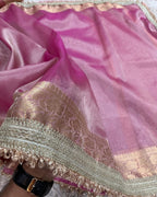 Jaanvi Pink Banarasi Saree