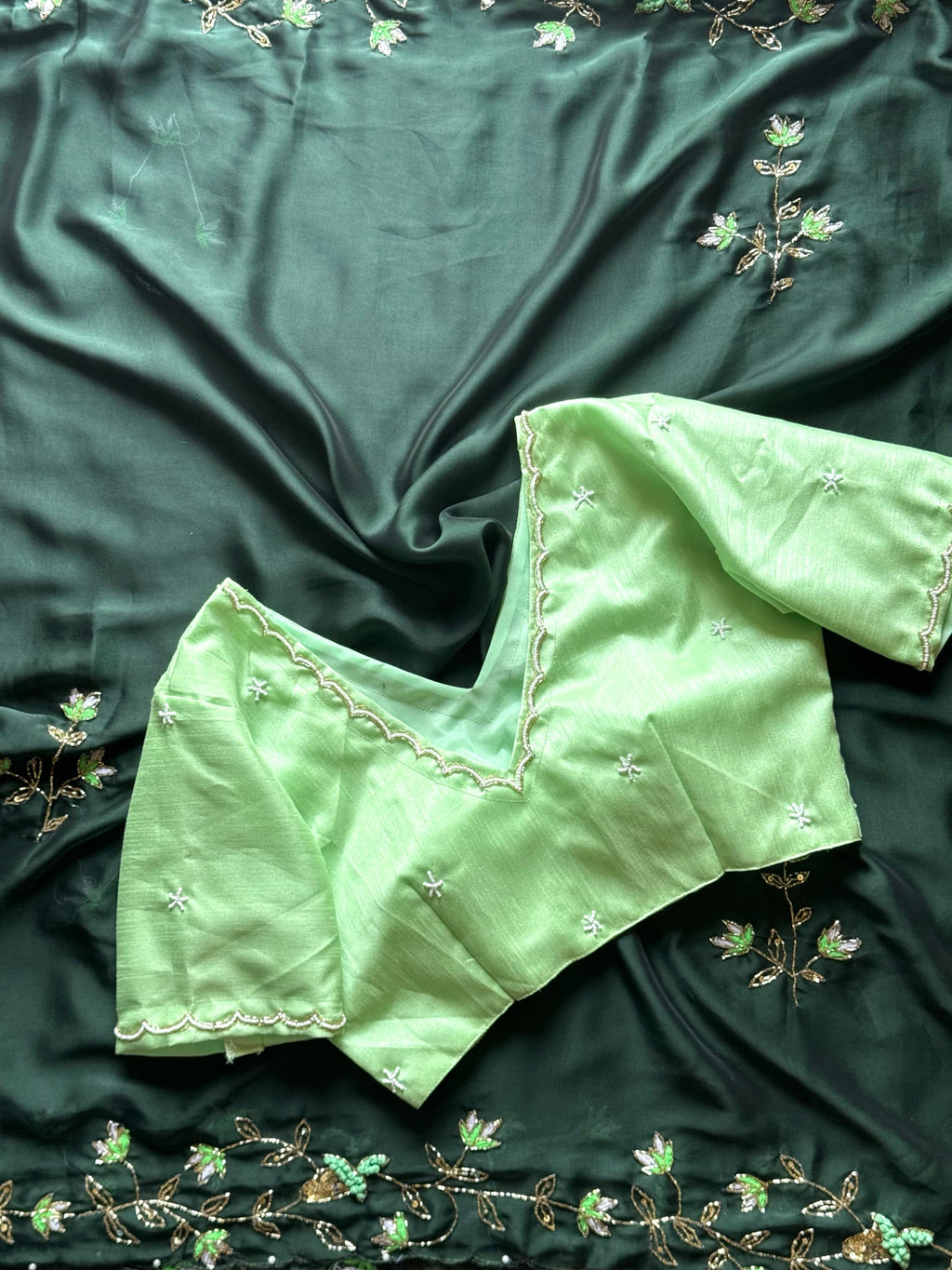 Precious Vintage Green Saree