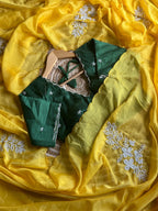 Pearls on yellow Saree