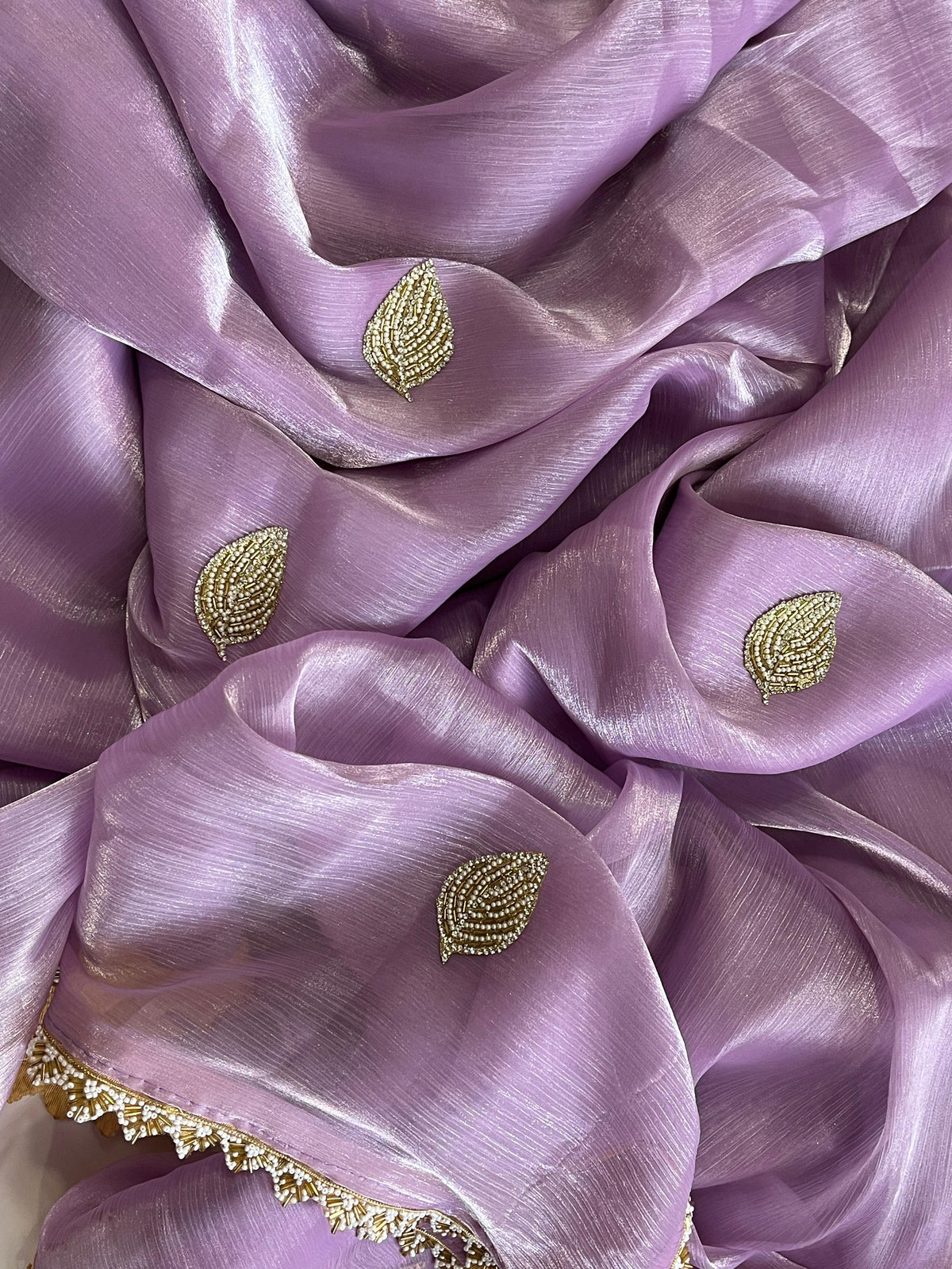 Jarkan Leaf Lavender Tissue Saree