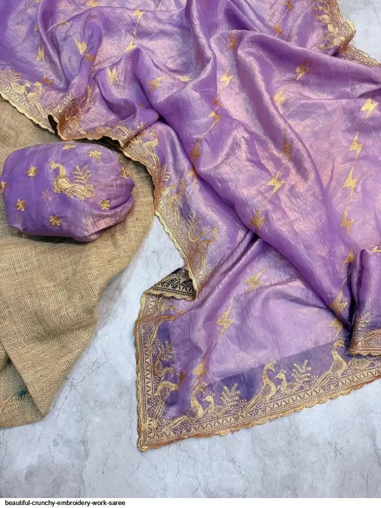 BEAUTIFUL CRUNCHY EMBROIDERY WORK SAREE