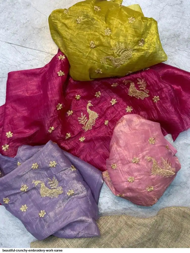 BEAUTIFUL CRUNCHY EMBROIDERY WORK SAREE