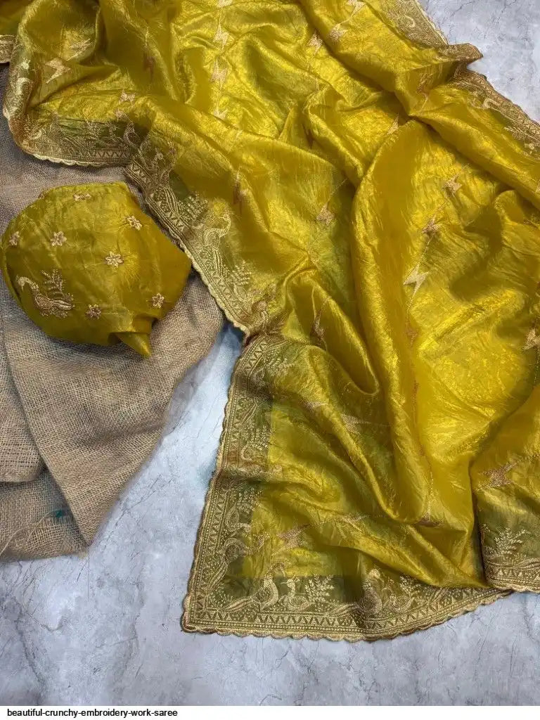BEAUTIFUL CRUNCHY EMBROIDERY WORK SAREE