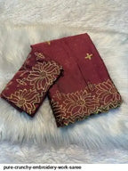 PURE CRUNCHY EMBROIDERY WORK SAREE